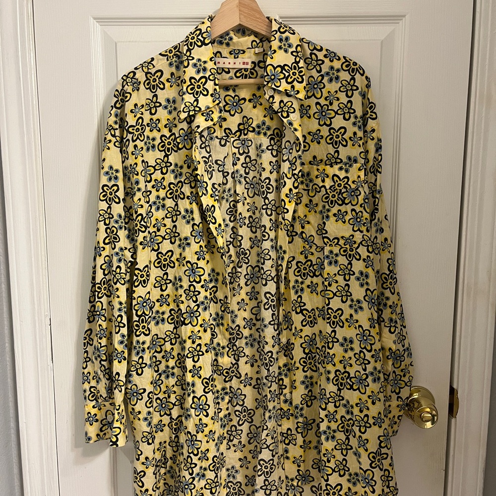Marni x Uniqlo Yellow Floral Oversized Fit Button-Up